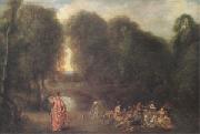 Jean-Antoine Watteau Assembly in a Park (mk05) oil painting artist